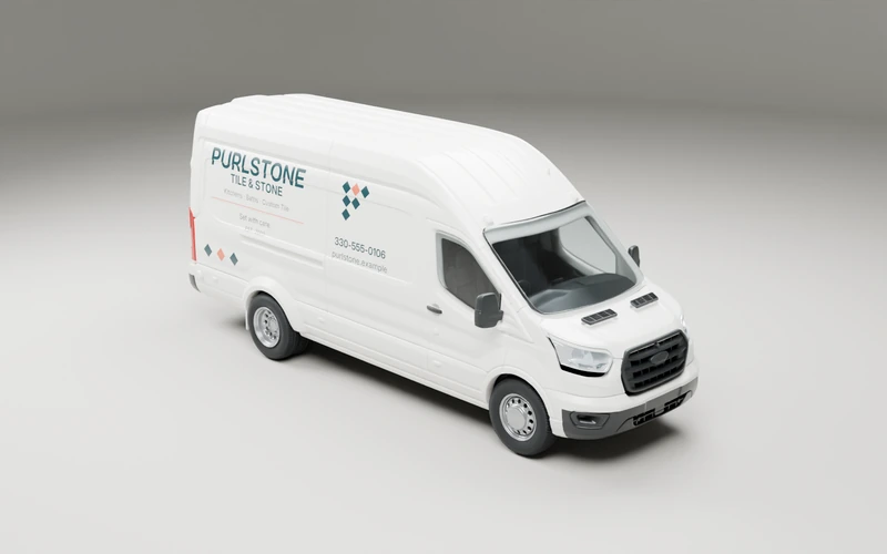 Purlstone high-roof van showing lettering coverage